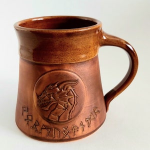 Viking Dragon Mug Jǫrmungandr Ceramic Handmade Tankard Norse Design Drinking Cup 13.5oz Skäl