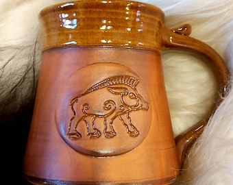 Sanglier Mug chope 20 oz Viking fait main céramique poterie bière cidre café tasse anniversaire cadeau cadeau unique à collectionner