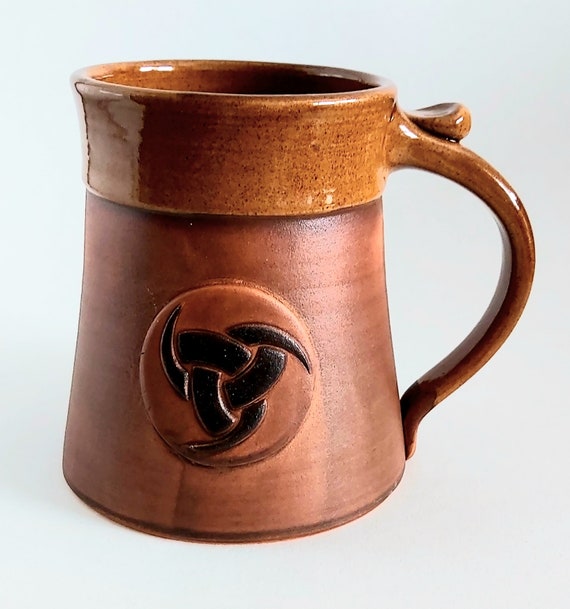 Viking Mug Odin's Horns Ceramic Handmade Tankard Norse Design Drinking Cup 20oz Skäl