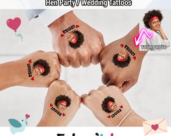 Tatouage Temporaire Visage du Marié - Design Personnalisé pour Enterrement de Vie de Jeune Fille, Cadeaux de Fête et Jeux EVJF