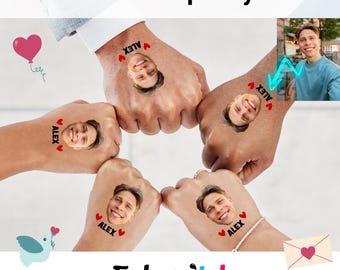 Temporäre Tattoos mit Bräutigamsgesicht – Personalisierte Designs für Junggesellinnenabschiede, Partygeschenke und Spiele