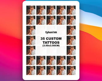 Lot de 35 Tatouages éphémères Personnalisés à partir d'une Photo