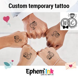 Custom Wedding Temporary Tattoos, Bride & Groom Favors, Engagement Party Gifts, Bridal Shower Keepsakes, Personalized Guest Tattoos