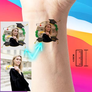 Personalisierte Temporäre Tattoos für Abschlussfeier, Abschlussgeschenk, Partygeschenk für Absolventen, Perfekt für Abiturienten, Studenten