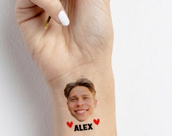 Gepersonaliseerde tijdelijke tatoeage van het gezicht van de bruidegom - Voor vrijgezellenfeesten, feestcadeautjes en vrijgezellenfeestspelletjes