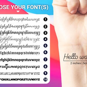 Personalisierte Temporäre Tattoos - Fake-Tattoo mit Ihrem eigenen Text, Wort oder Namen