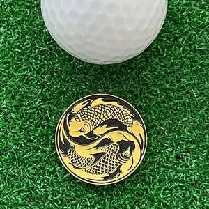 Koi Fish Yin Yang Golf Ball Marker - Golf Gift, Golf Accessory, Fun Golf, Boyfriend Golf, Husband Golf, Dad Golf, Christmas Gift