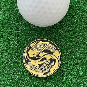 Koi Fish Yin Yang Golf Ball Marker - Golf Gift, Golf Accessory, Fun Golf, Boyfriend Golf, Husband Golf, Dad Golf, Christmas Gift