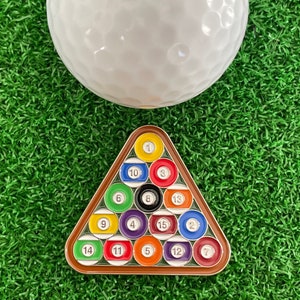 Billiards Racked Pool Balls Golf Ball Marker - Golf Gift, Golf Accessory, Fun Golf, Boyfriend Golf, Husband Golf, Christmas Gift