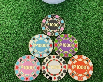 High Roller Poker Chip Golf Ball Markers Pack - Golf Gift, Golf Accessory, Boyfriend Golf, Husband Golf, Custom Golf, Christmas Gift