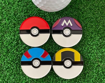 Pokeballs Inspired Golf Ball Marker 4 Pack - Golf Gift, Golf Accessory, Boyfriend Golf, Husband Golf, Christmas Gift