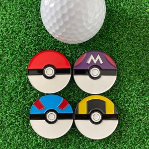 Pokeballs Inspired Golf Ball Marker 4 Pack - Golf Gift, Golf Accessory, Boyfriend Golf, Husband Golf, Christmas Gift