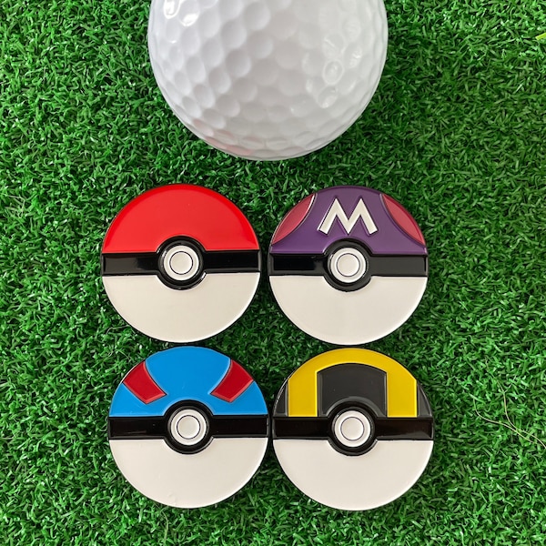 Pokeballs Inspired Golf Ball Marker 4 Pack - Golf Gift, Golf Accessory, Boyfriend Golf, Husband Golf, Christmas Gift