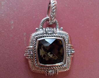 Judith Ripka Smoky Topaz & CZ Enhancer Pendant .925