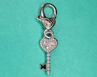 Judith Ripka 925 CZ Heart Key Charm Enhancer