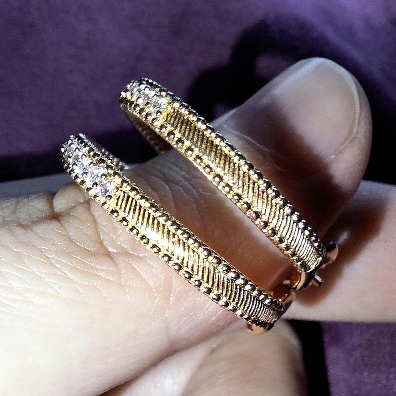 Judith Ripka Rose Gold CZ Hoop Earrings - Etsy