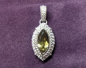 Judith Ripka Citrine & CZ Marquise Enhancer Pendant .925