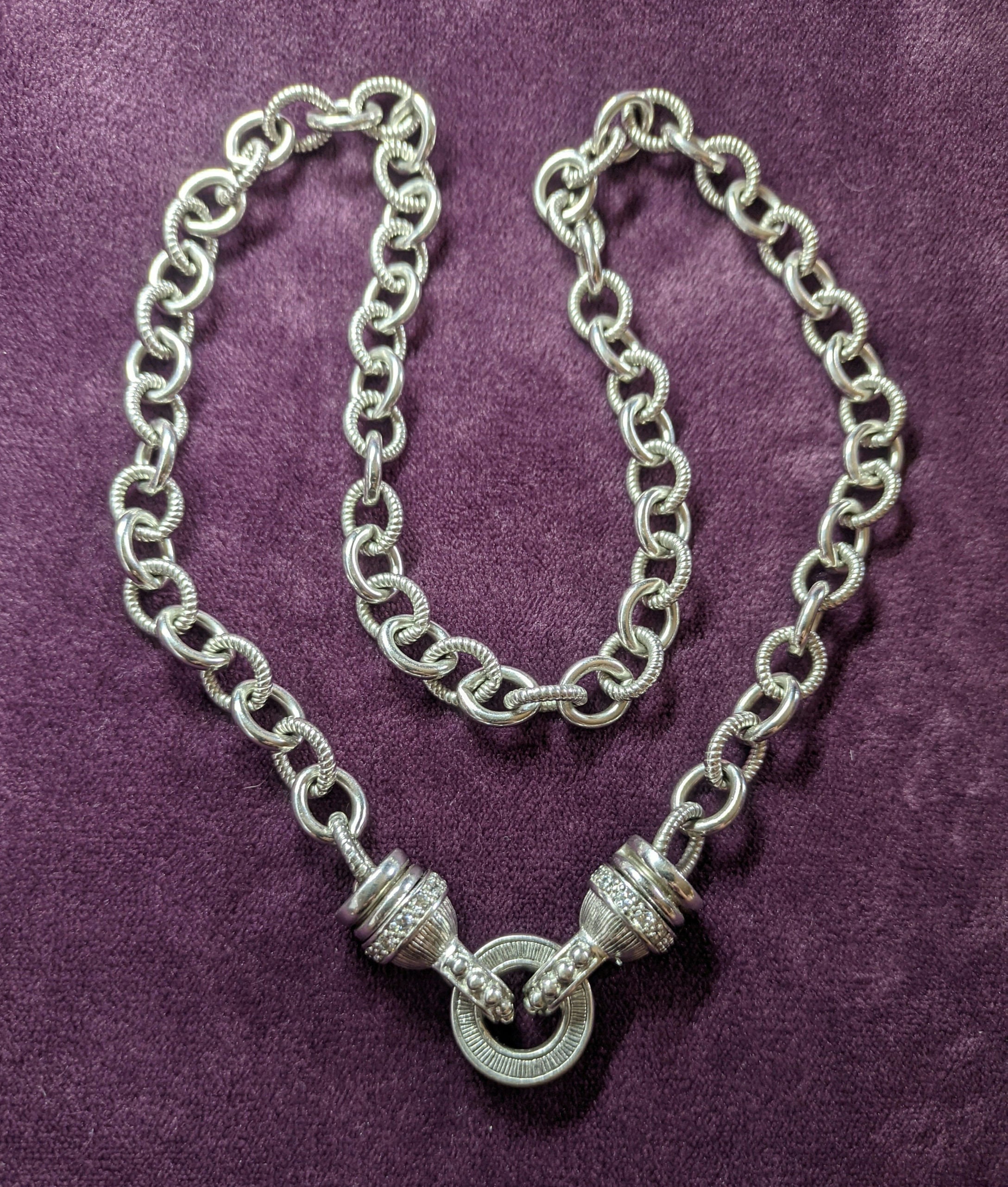 Judith Ripka Magnetic Chain Necklace With Reversible Diamonique 