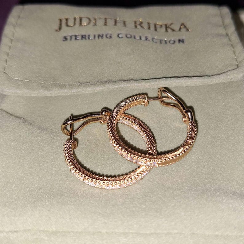 Judith Ripka Rose Gold CZ Hoop Earrings - Etsy