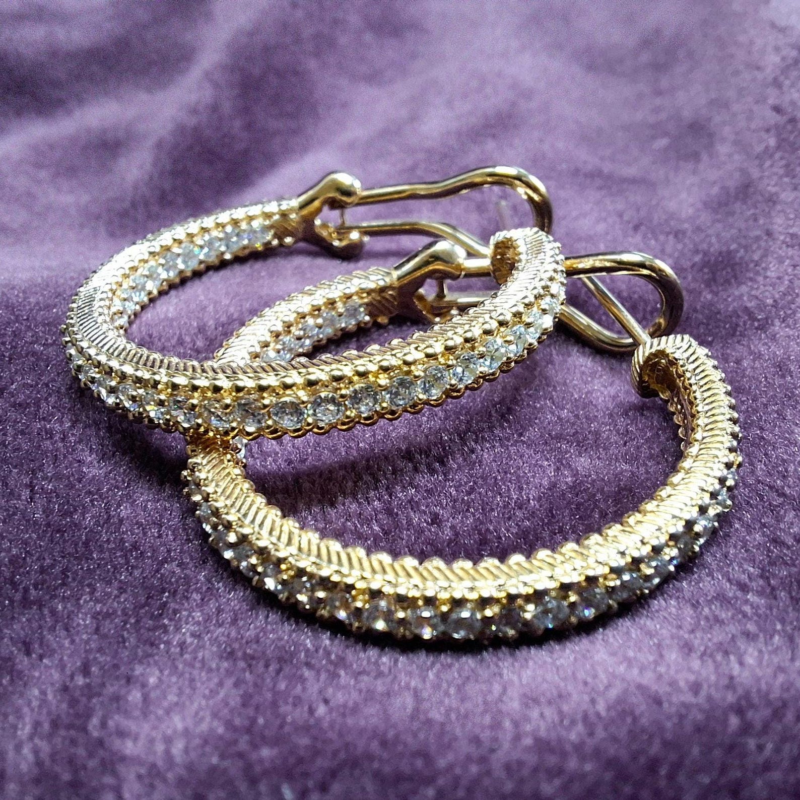 Judith Ripka Rose Gold CZ Hoop Earrings - Etsy