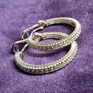 Judith Ripka Rose Gold CZ Hoop Earrings - Etsy