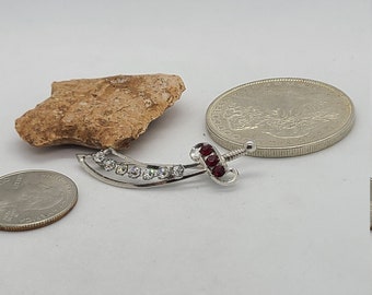 Sterling Silver Rhine Stone Shriner Sword Pin