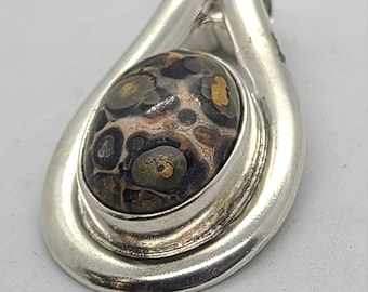 Sterling Silver Leopard Print Cabochon Pendant