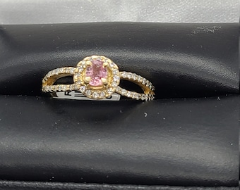 14K Yellow Gold Pink Sapphire & Diamonds