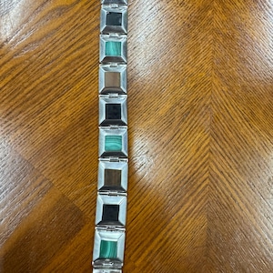 Sterling Silver Multi Color 7.5 inch Stamped Mexico Bracelet