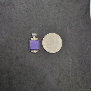 Sterling Silver 19x19MM Square Purple Cabochon Pendant