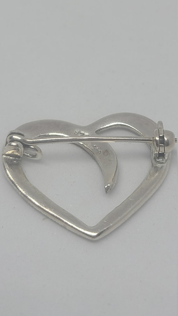 Sterling Silver Heart with Marcasite Pin - image 3