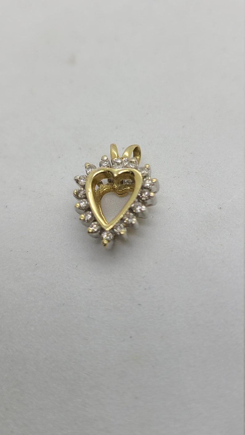 14K Yellow Gold Vintage Diamond Heart Pendant