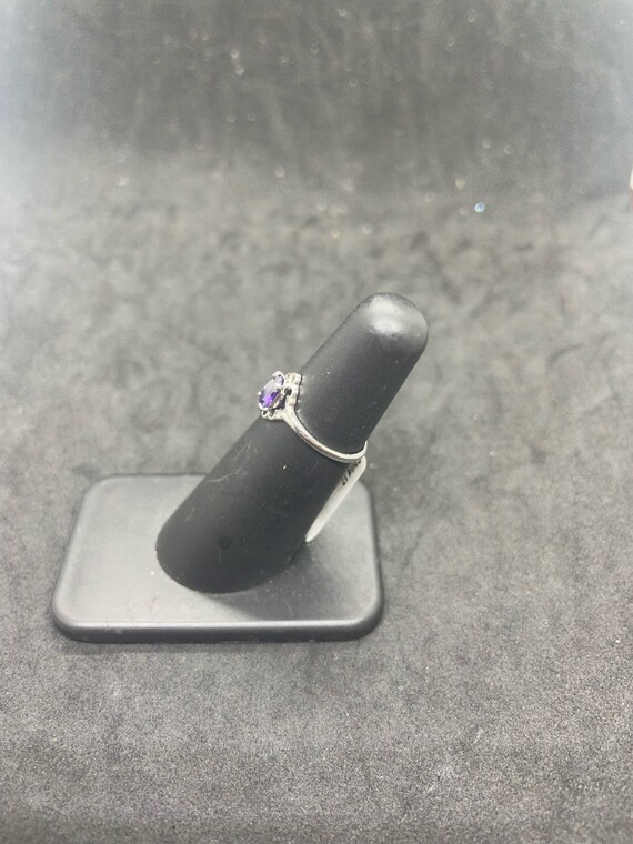 Sterling Silver Purple CZ Childs Ring - image 2