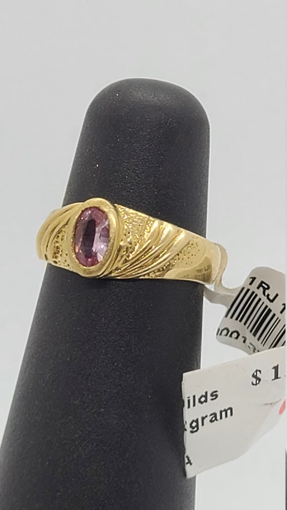 10K Yellow Gold Child's Oval Pink Sapphire Ring