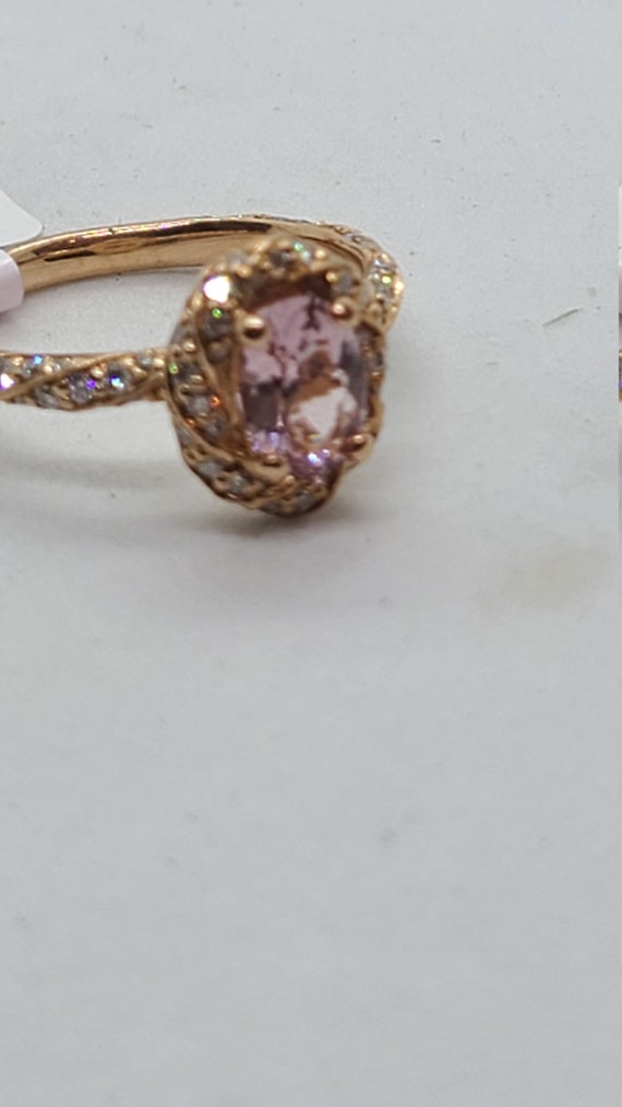 14K Rose Gold Morganite Diamond Twisted Ring - image 2