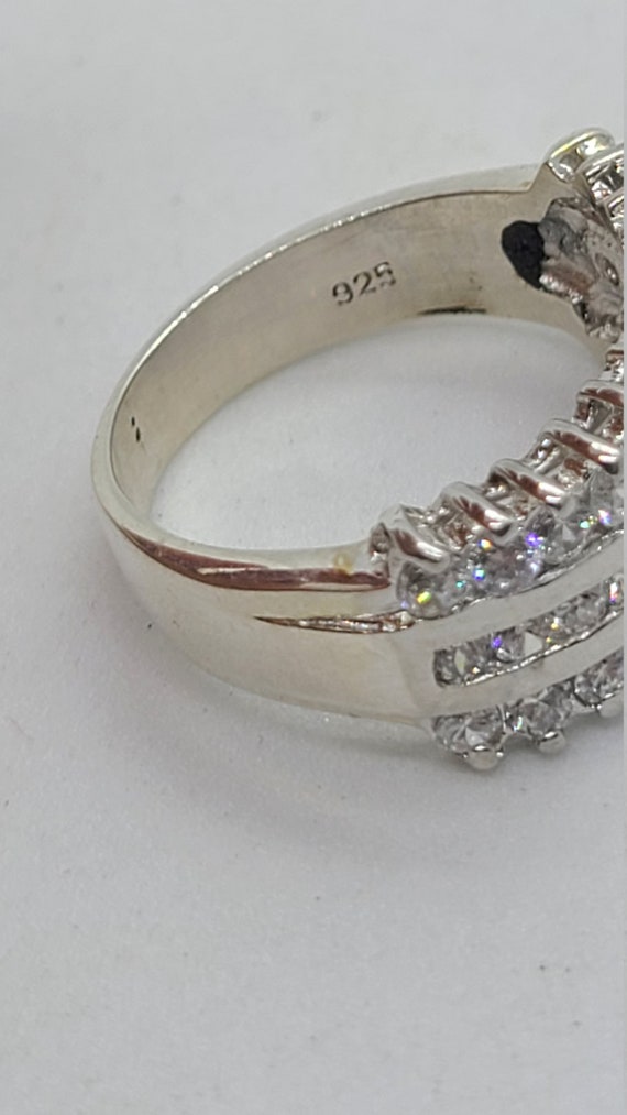 Sterling Silver 3 row Channel set CZ wave Band - image 3