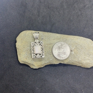 Vintage Sterling Silver Floral Mother of Pearl Pendant