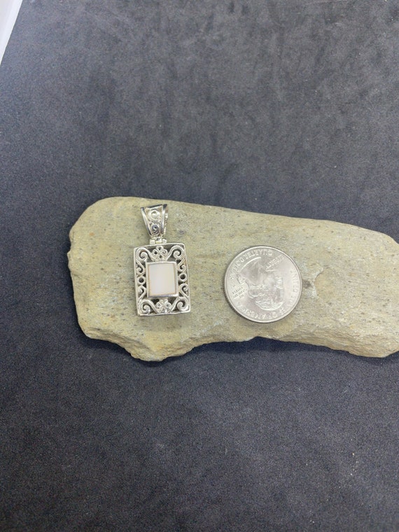 Vintage Sterling Silver Floral Mother of Pearl Pe… - image 1