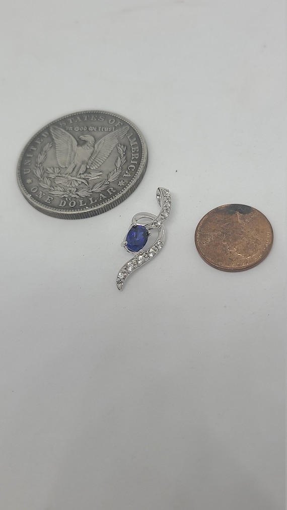 Sterling Silver Synthetic Sapphire and CZ Design P