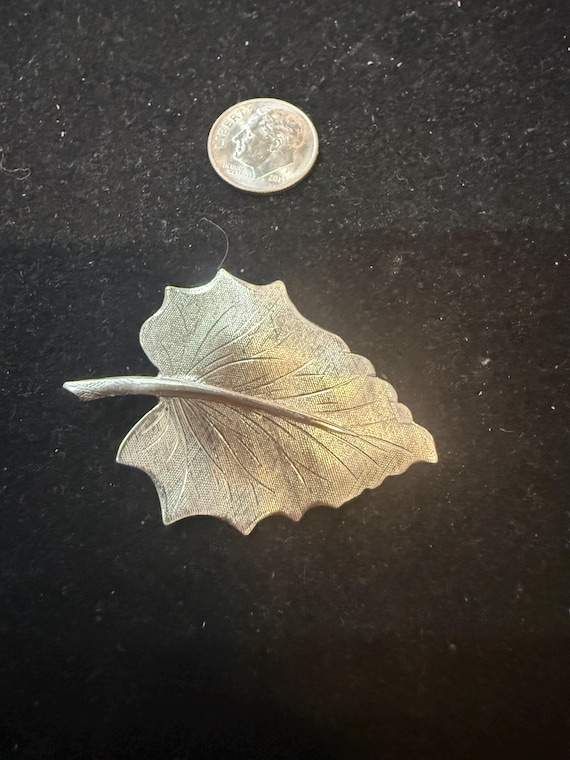 Vintage Sterling Silver 50MM Leaf Pin