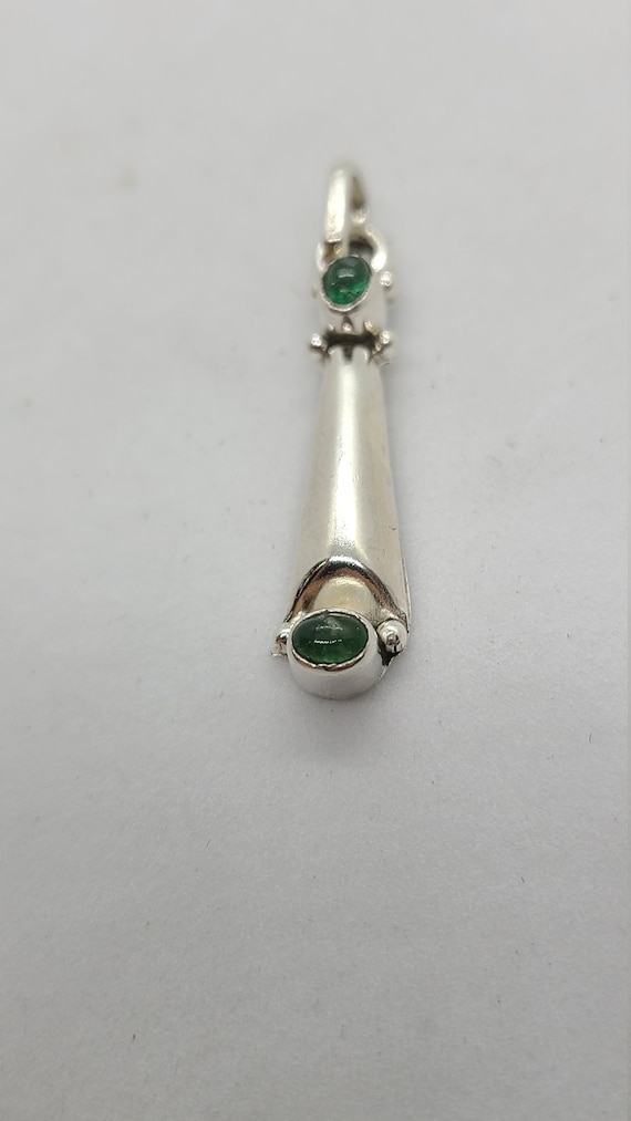 Sterling Silver Cabochon Emerald Pendant