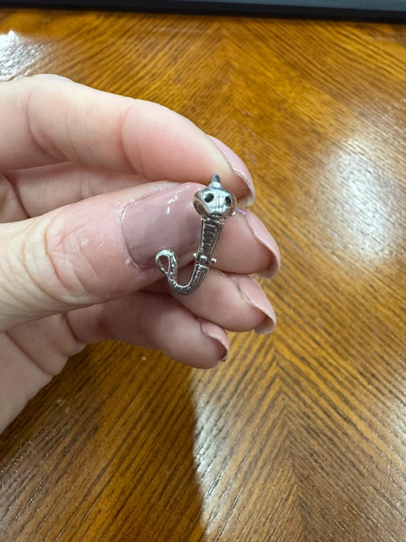 Sterling Silver Movable Python with Red Gemstone … - image 1