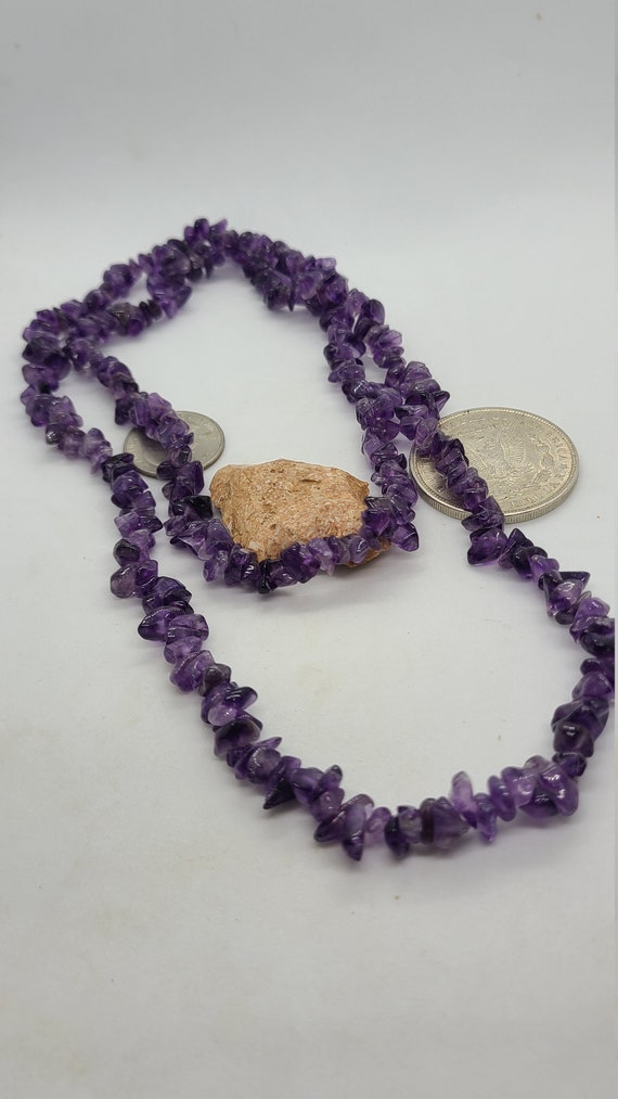 34 inch Natural Amethyst Beaded Necklace
