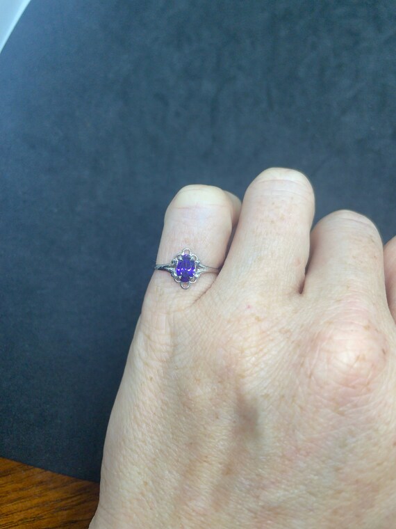 Sterling Silver Purple CZ Childs Ring - image 3