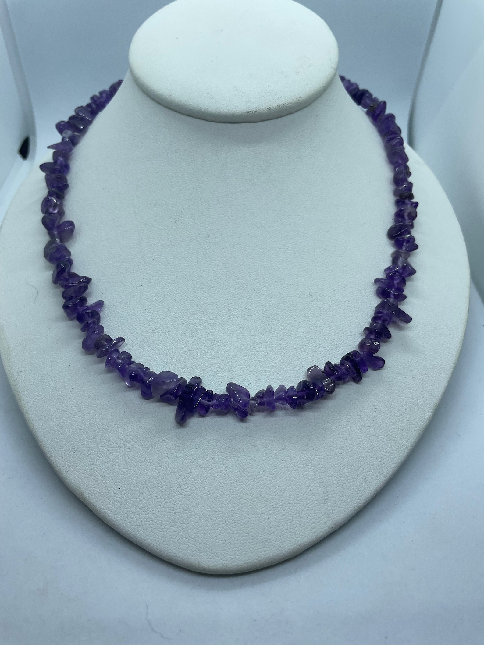 19 Inch Purple Bead Necklace With Stainless Clasp Etsy UK