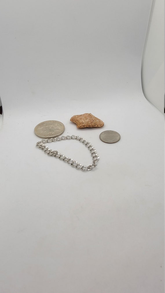 Thick Sterling Silver Charm Bracelet Gem