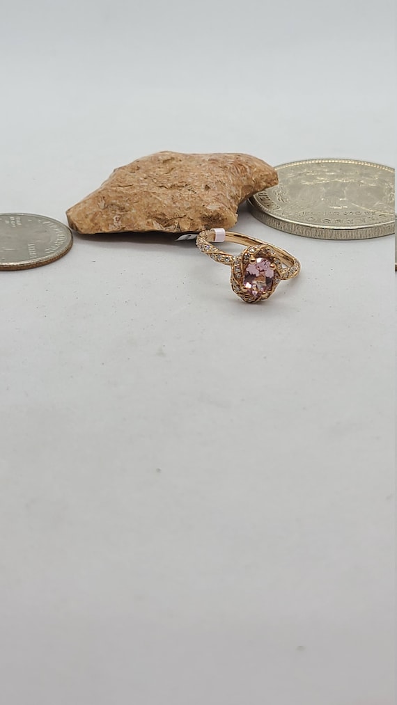 14K Rose Gold Morganite Diamond Twisted Ring - image 1