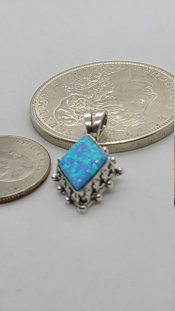 Sterling Silver Created Opal Charm