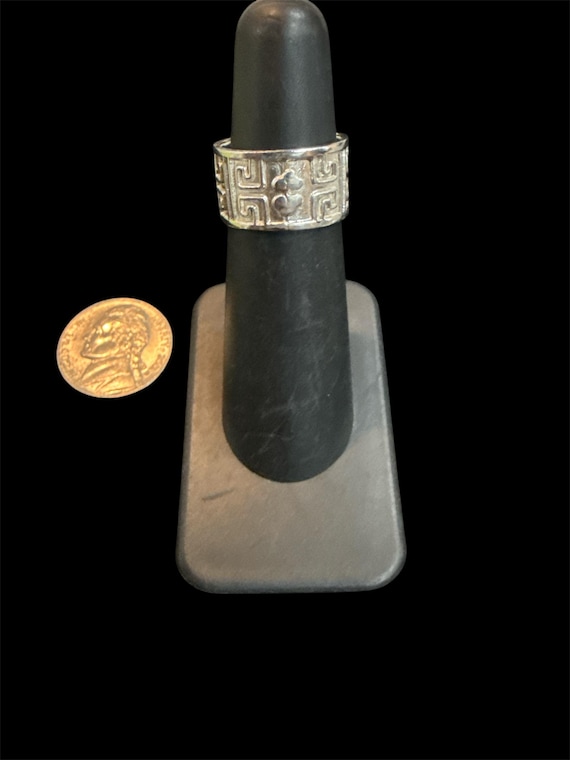 Sterling Silver Scroll Four Leaf Clover 10MM Band - image 1