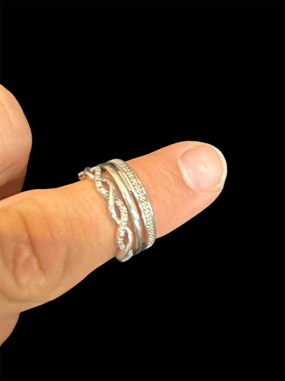 Sterling Silver Stackable Look Infinity Cubic Zir… - image 2